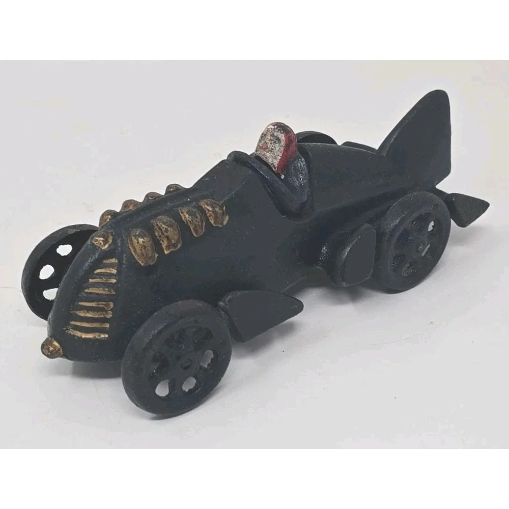 Vtg Hubley Cast Iron Toy Arcade Boat Tail Race Car & Driver Hubley Embossed U104